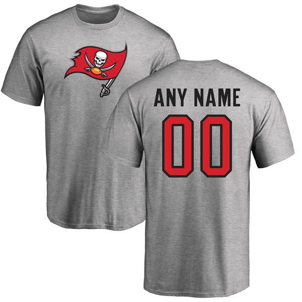 Men Tampa Bay Buccaneers NFL Pro Line Ash Custom Name and Number Logo T-Shirt